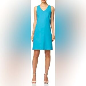 Anne Klein Sleeveless V-Neck Turquoise Dress
